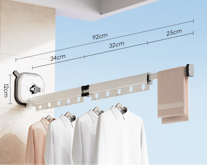 Multifunctional Retractable Fold Away Clothes Drying Hanger Space-Saving Bathrooms Usage