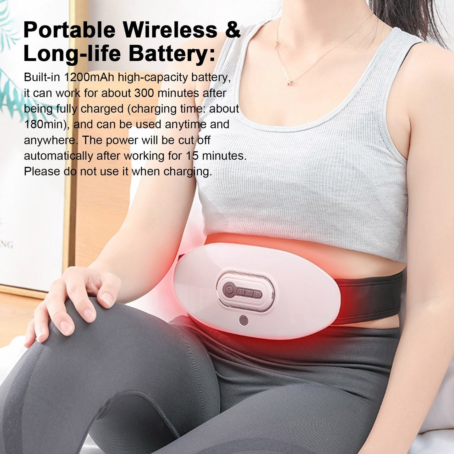 EMS Waist Massager Heating Pad for Back Pain Heat Belly Wrap Belt with 5 Modes Auto Shut Off for Lumbar Abdominal Leg Cramps