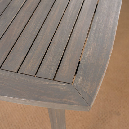 Outdoor Square Acacia Wood Table with Straight Legs, Gray