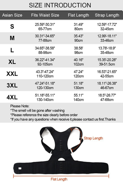 Aptoco Magnetic Therapy Posture Corrector Brace Shoulder Back Support Belt for Men Women Braces