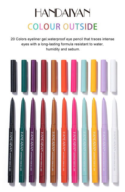 HANDAIYAN Eyeliner Gel Pen 20 Packs Quick-Drying Waterproof And Not Easy To Smudge Eyeliner Color Eyeliner
