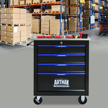 4 DRAWERS MULTIFUNCTIONAL TOOL CART WITH WHEELS-BLACK