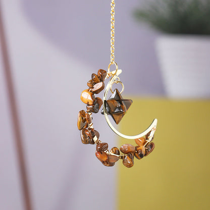 Natural crystal broken stone moon pendant Melkaba DIY woven wind chime pendant decoration crystal ornament gift