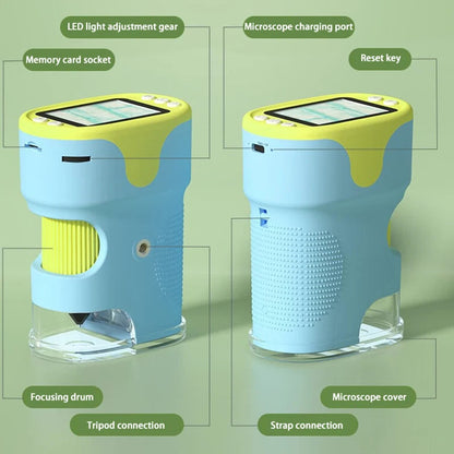 Handheld portable with screen can take photos microscope children's toys can see bacteria 1000 times