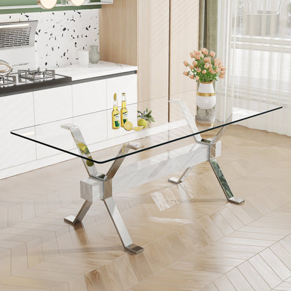 Dining table Modern tempered glass dining table 79 ''x39''x30 '' 1105