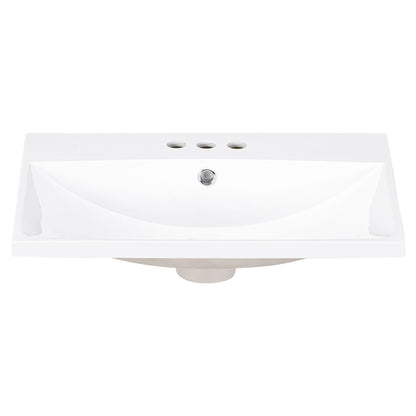 24" Bathroom Vanity Top Only White Basin 3-Faucet Holes  4" Faucet Available Ceramic