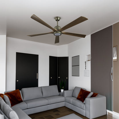 60 "modern wooden ceiling fan with lighting and remote control, 6-speed noiseless reversible DC motor ceiling fan