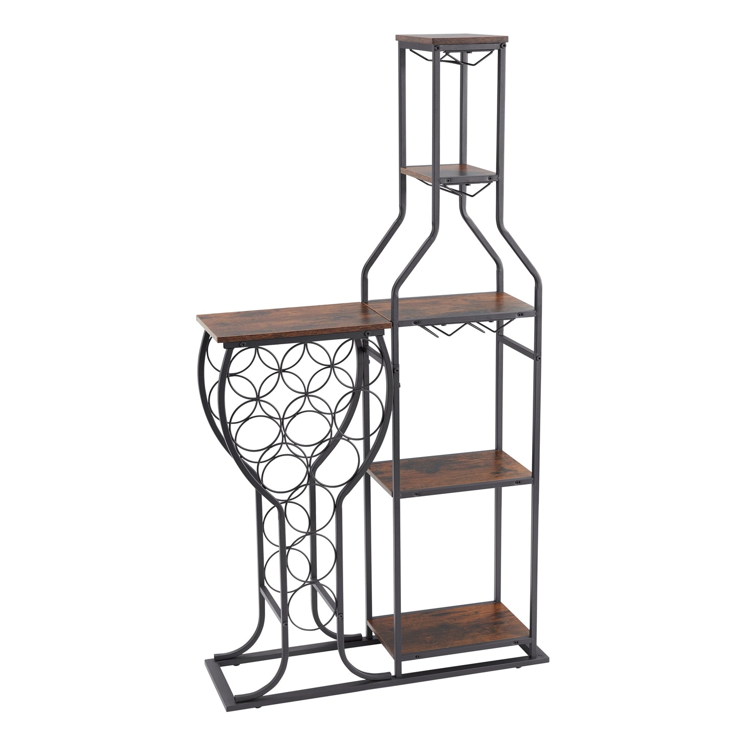 11 bottle wine baking rack, 5-layer independent wine rack with hanging wine glass rack and storage rack