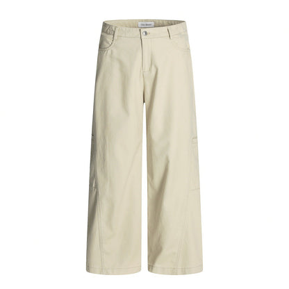 Design Sense Multi-Pocket Workwear Casual Trousers Men's Solid Color Loose Wide-Leg Straight Leg Long Pants Vibe Trendy Retro Versatile