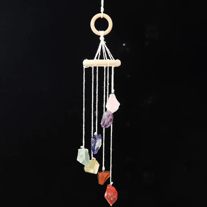 Natural crystal raw stone wind chime paper box set handmade DIY weaving home decoration car interior pendant