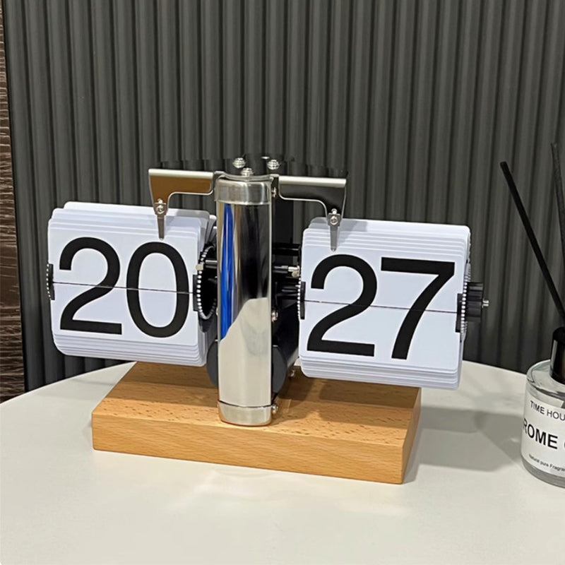 Retro flip digital clock, battery - powered mechanical clock for home & office decor