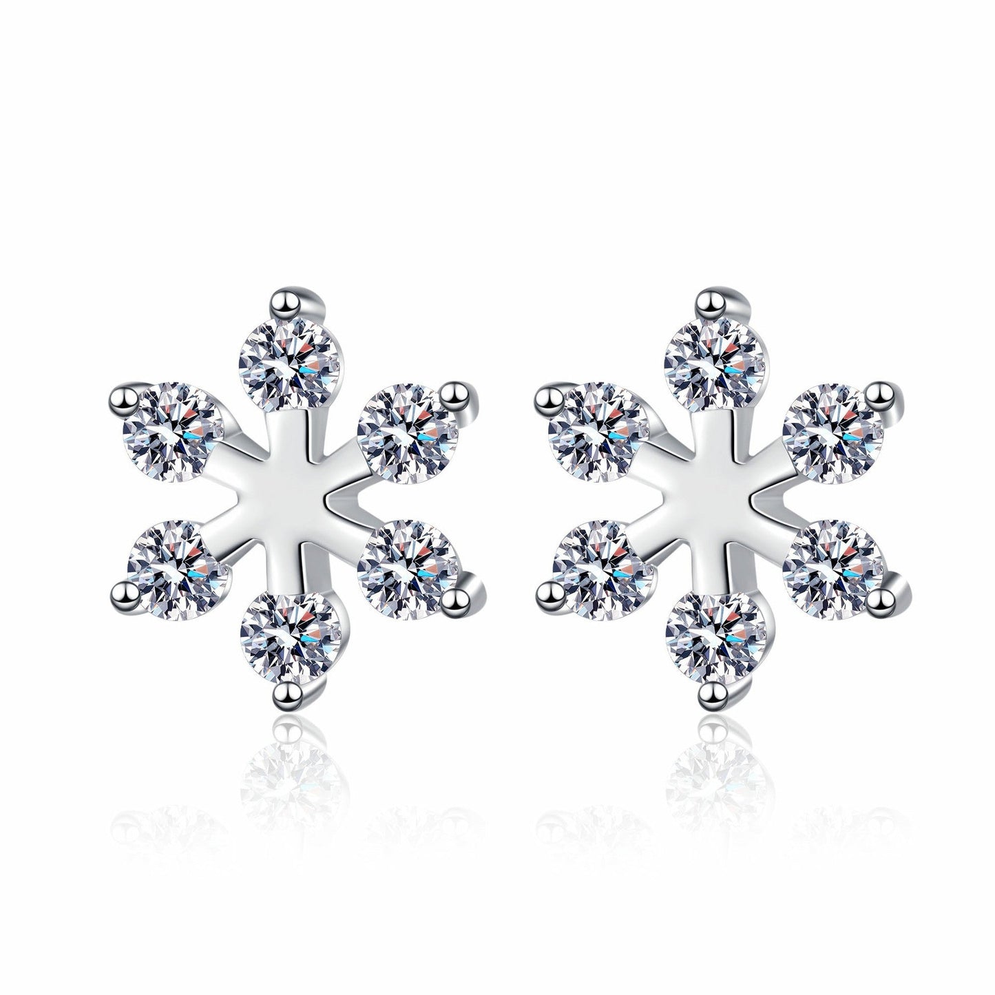 Moissanite 925 Sterling Silver Snowflake Shape Earrings