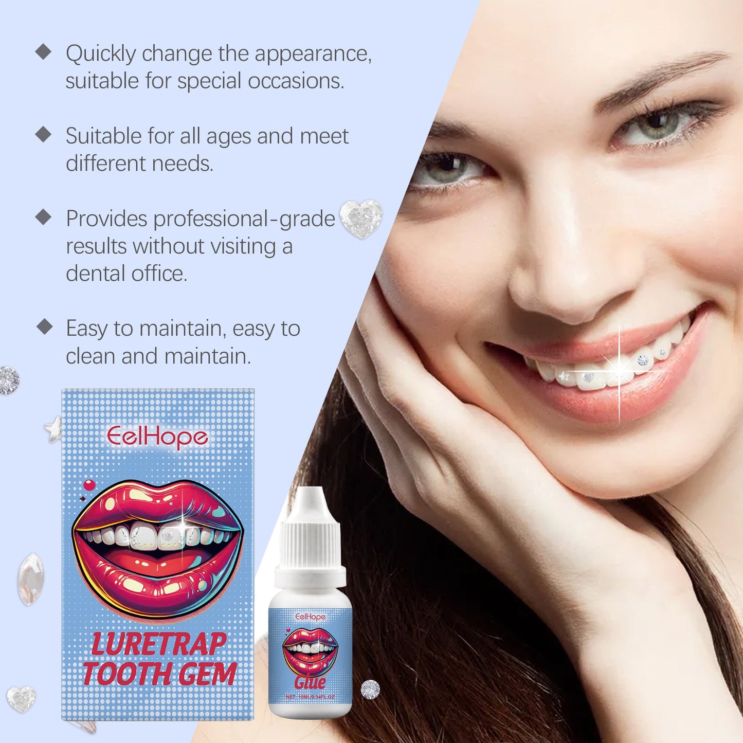 Dental Beauty Set Diy Fashion Dental Decoration Drill Personality Sparkle Light Up Smile Style