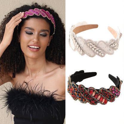 Fashionable Mizhu Water Diamond Baroque Hair Hoop