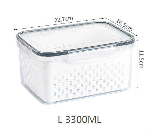Kitchen food sealed preservation box fruit and vegetable drainage plastic storage box with lid