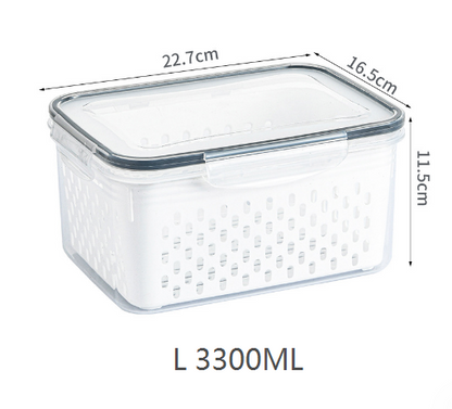 Kitchen food sealed preservation box fruit and vegetable drainage plastic storage box with lid