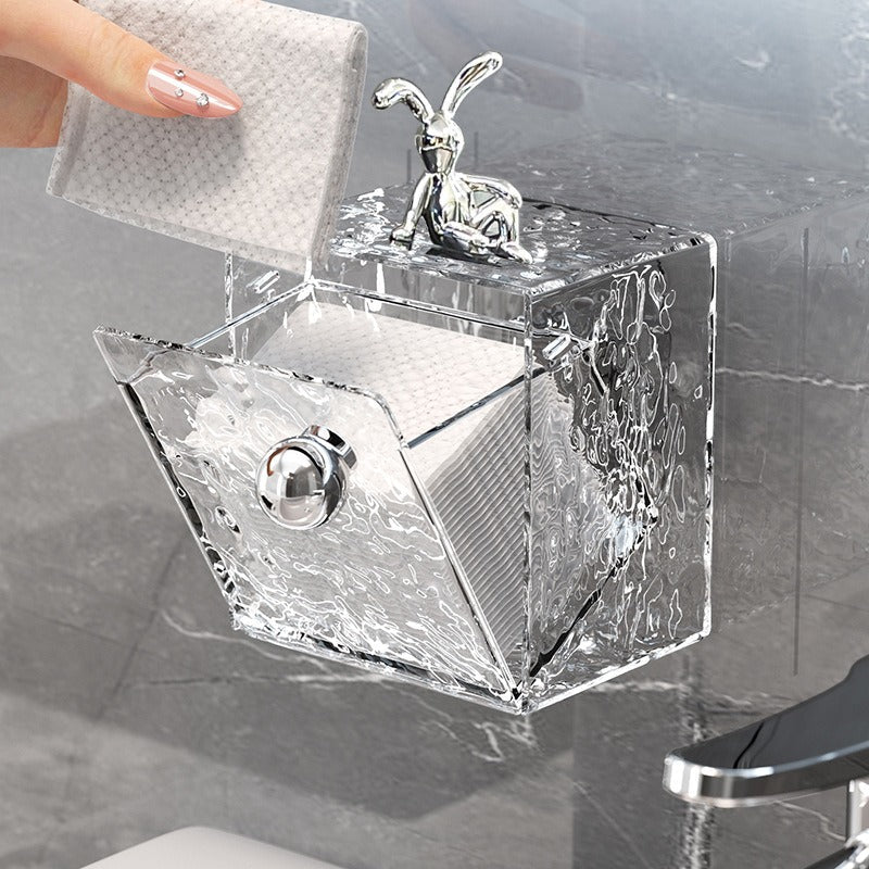 Toilet mirror cabinet storage box makeup cotton remover cotton swab box wall mounted flip cover washbasin bathroom storage rack