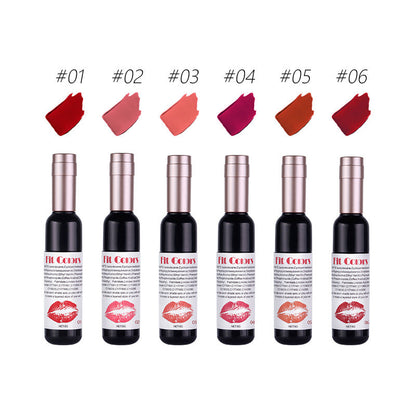 Fit Colors Red Wine Bottle Non-Stick Cup Matte Lip Gloss Matte Velvet Is Not Easy To Fade Lip Gloss Liquid Lipstick