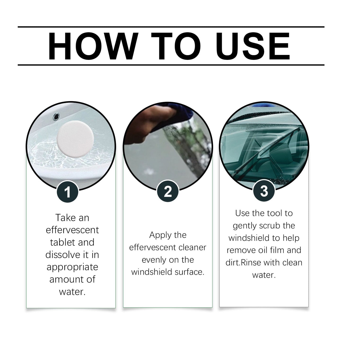 Automotive Windshield Oil Film Effervescent Tablet, Windshield Oil Film Stain Cleaning Effervescent Tablet
