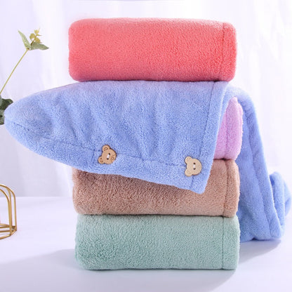 Super absorbent double-layer thickened coral velvet quick drying hair towel, shower cap, and headband towel