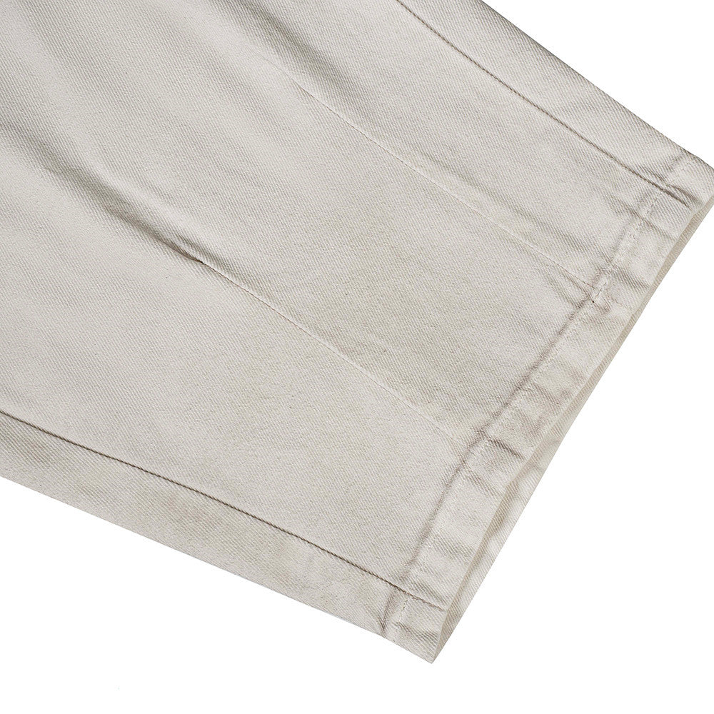 Sprayed and Distressed Denim Tapered Pants with High Street Punk Pocket Design, Loose Wide Leg Long Pants