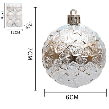 Christmas 6cm Decorative Ball with Starry Sky Relief, Christmas Electroplating Ball Pendant, Venue Decoration Ball