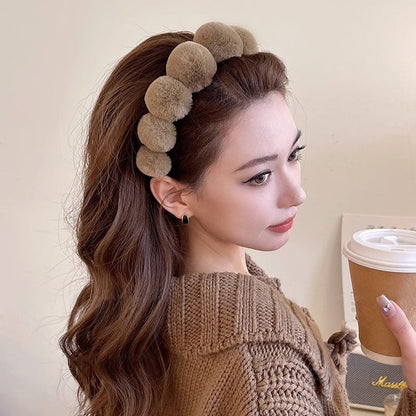 Retro plush hair hoop women's headband compression headband accessories