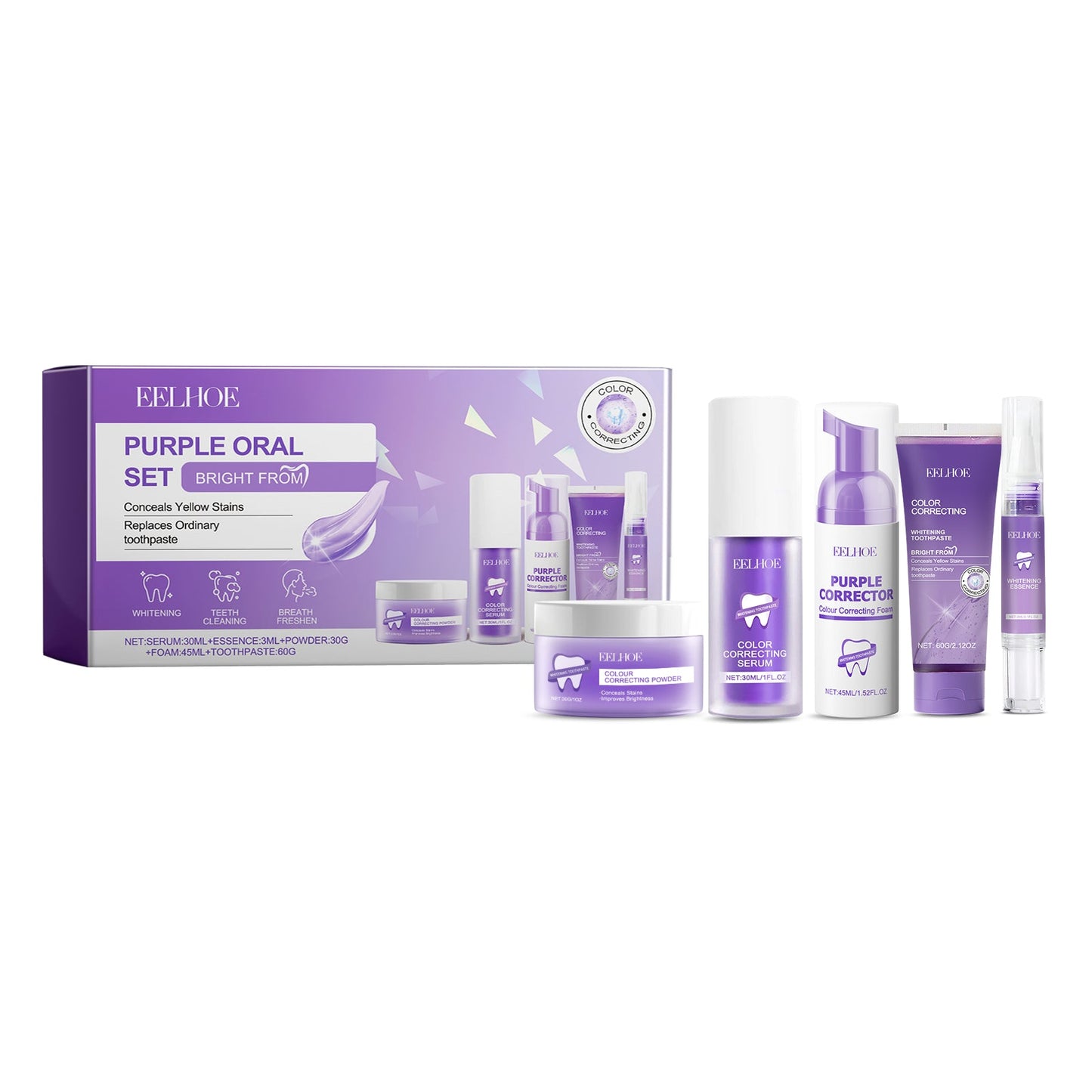 Purple Toned Teeth Set Clean Teeth Fresh Breath Care Mouth Clean Mouth Care