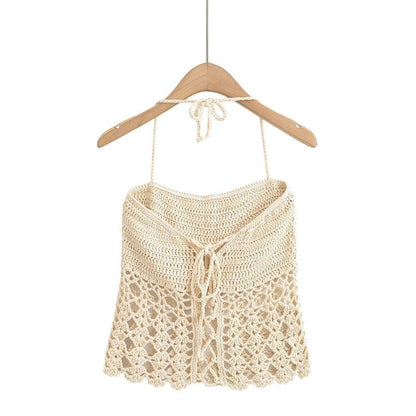 Fashionable and Sexy Hollow-out Short Crochet Strapless Top for Women