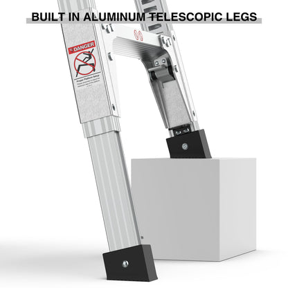 Aluminum Work Platform Large Size Step Stool Folding Portable Work Bench 40" Width Telescopic Feet 22" -27.5" Height Adjustable