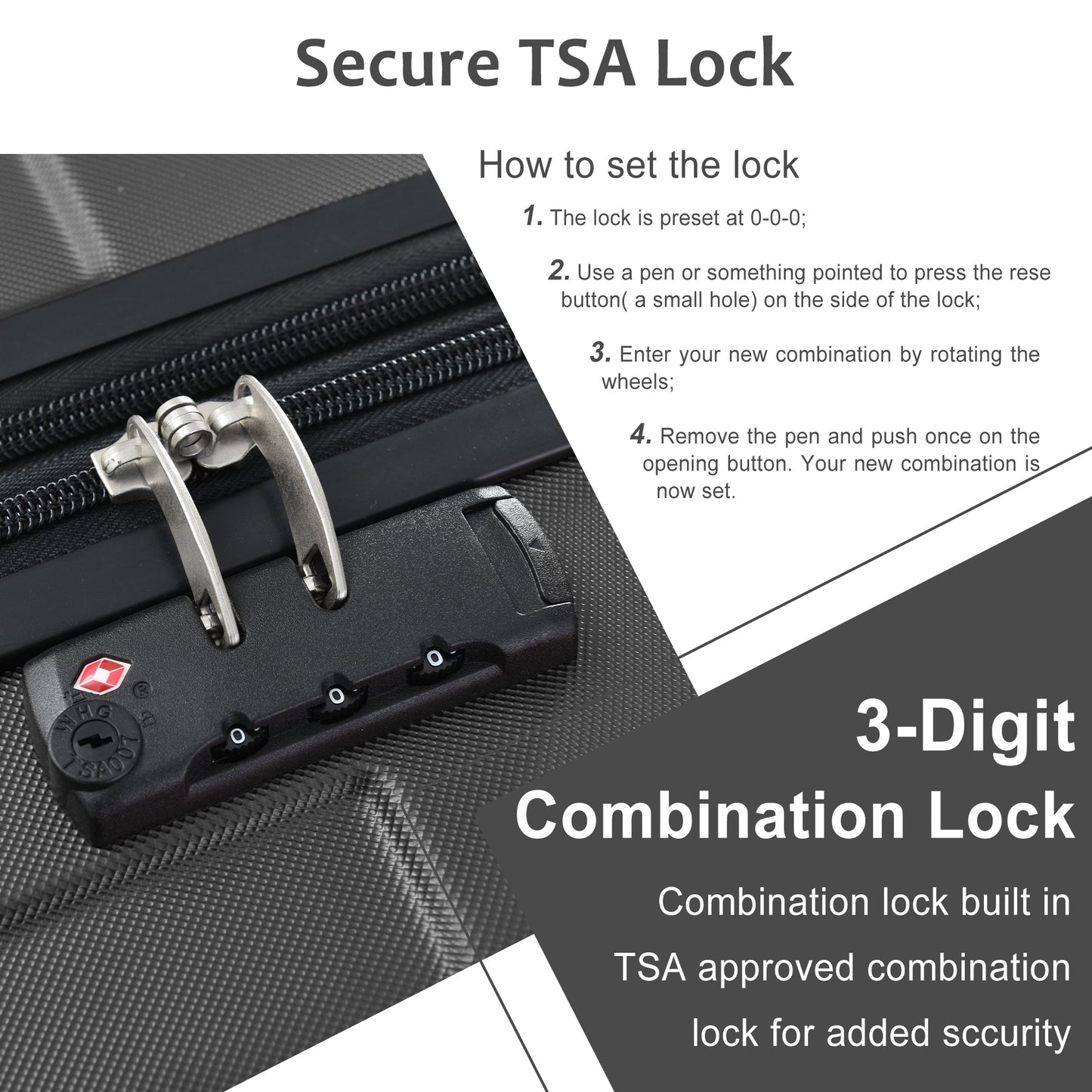 Hardshell Luggage Spinner Suitcase with TSA Lock Lightweight Expandable 28'' (Single Luggage) Black + ABS + 28 Inch