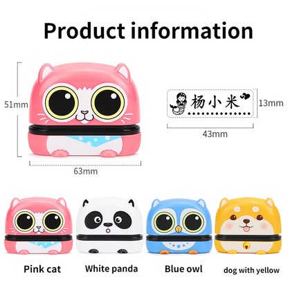 Kindergarten Kids Cartoon Personalized Photosensitive Pet Owl Pastel Name Seal Clothes Flash Foam Self Ink Toy Stamp