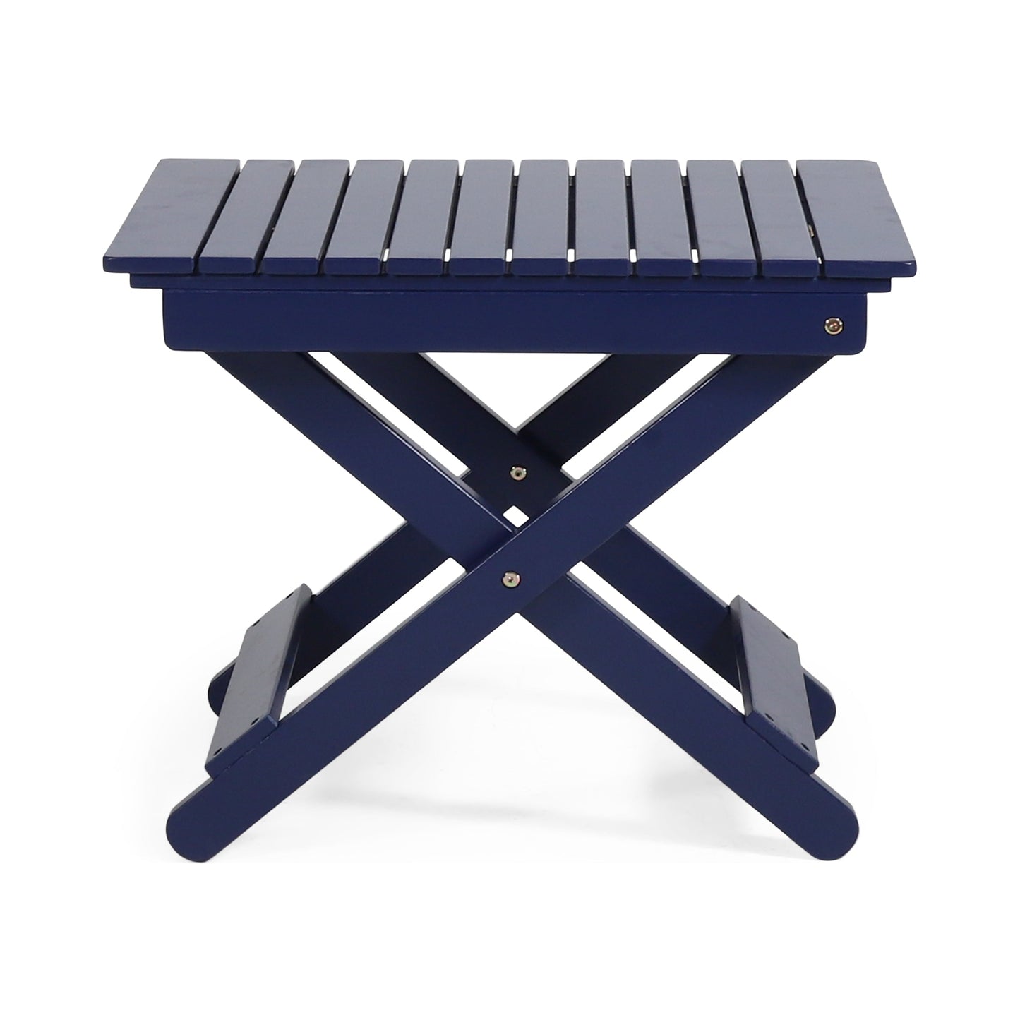 Outdoor Folding Wooden Side Table, Navy Blue, 15"D x 22.75"W x 18.25"H