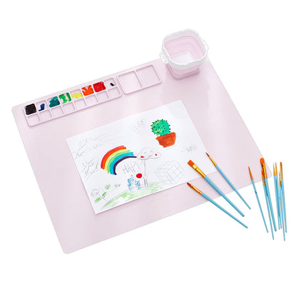 Silicone painting pad, simple solid color art painting pad, children's graffiti pad, washable watercolor color matching silicone