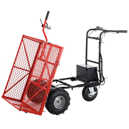 Wheelbarrow Utility Cart Electric Powered Cart 48V28Ah 500W Capacity 500lbs (230kg) Material Hauler 1000lbs Towing