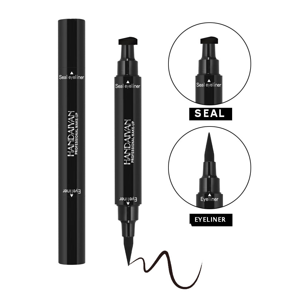 HANDAIYAN Double Ended Stamp Eyeliner Pencil Triangle Stamp Eyeliner 2 In 1 Waterproof Eyeliner