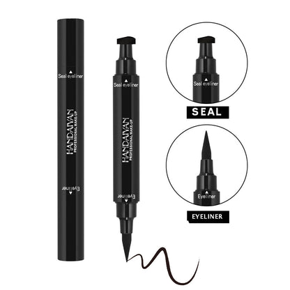 HANDAIYAN Double Ended Stamp Eyeliner Pencil Triangle Stamp Eyeliner 2 In 1 Waterproof Eyeliner