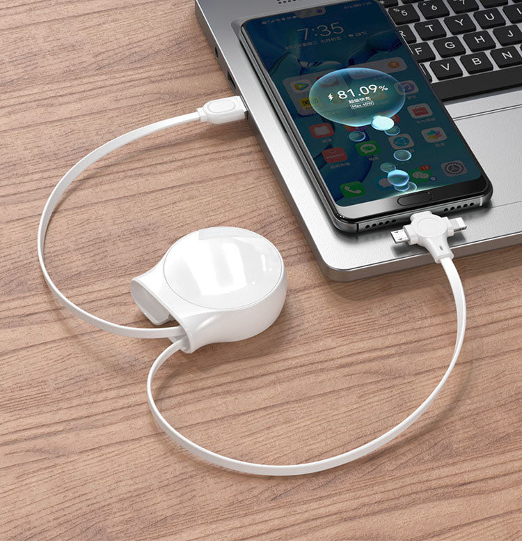 Mobile phone three in one data cable, retractable charging cable, one to three