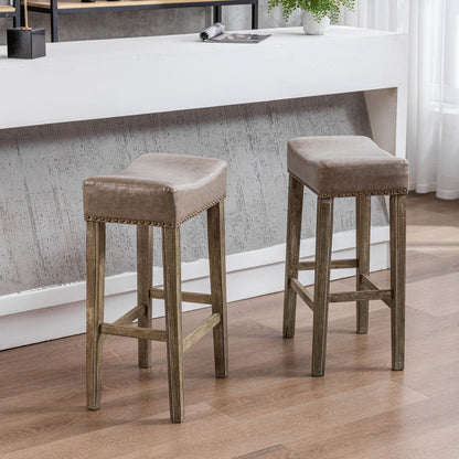 Counter Height 29" Bar Stools for Kitchen Counter Backless Faux Leather Stools Farmhouse Island Chairs (29 Inch Gray Set of 2)