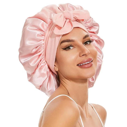 Elastic ribbon bow color Ding round hat solid color night cap wide-brimmed beauty hairdressing head scarf hat