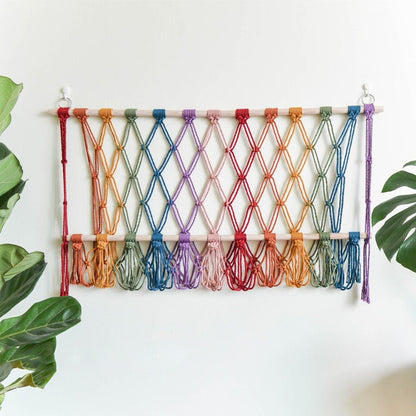 Creative wall decoration cotton rope woven mesh bag toy hammock storage tapestry