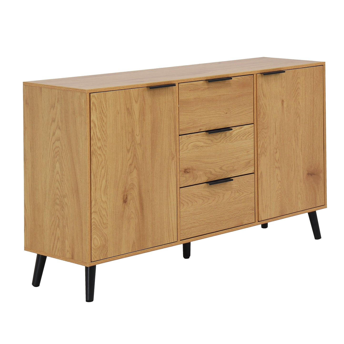 Side panel buffet cabinet with storage room, 47.2 "natural wood color kitchen cabinet with 3 drawers and 2 doors