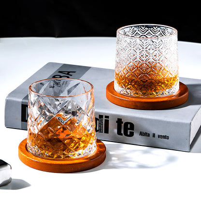 Hand drawn rotating glass cups multiple multi-purpose whiskey glasses rotating glass cups