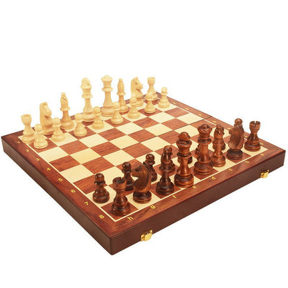 Magnetic Wood Chess Folding Chess Board Puzzle Game for Adults and Children Checkers Toy
