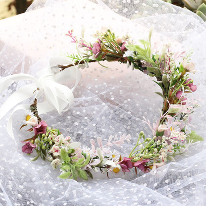 Bridal Flower Wreath Headpiece Original Simulation Starry Sky Water Grass Flower Crown Birthday Wedding Headflower Wreath