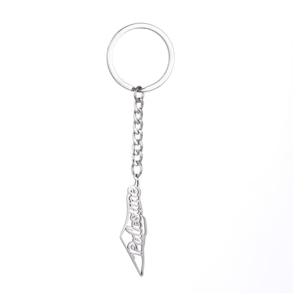 Israel Palestine Map Flag Drip Oil Stainless Steel Keychain Fashion Men's and Women's Stainless Steel Keys