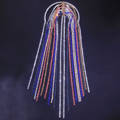 Accessories: rhinestone long tassel headpiece, exaggerated personality headband, Instagram style hair accessory, hair hook