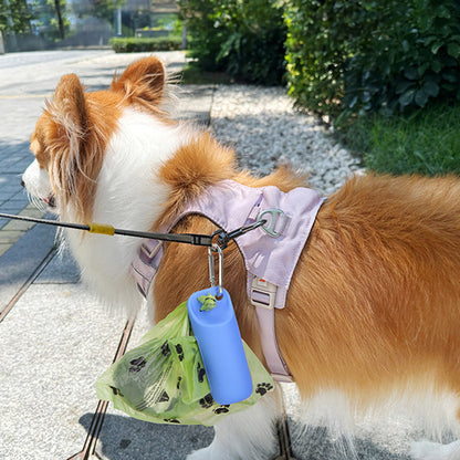 Silicone dog poop bag holder with dispenser, portable, hanging ring & storage case
