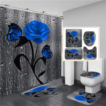 Hot HD Digital Printing Polyester Waterproof Polyester Flower Bathroom Hotel Shower Curtain