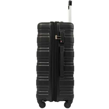 Hardshell Luggage Sets 3 Pcs Spinner Suitcase with TSA Lock Lightweight 20''24''28''   Black + ABS
